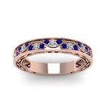 Load image into Gallery viewer, vintage-looking-pave-diamond-wedding-ring-for-women-with-blue-sapphire-in-rose-gold-FDENS3543BGSABLANGLE5-NL-RG
