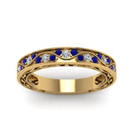 Load image into Gallery viewer, vintage-looking-pave-diamond-wedding-ring-for-women-with-blue-sapphire-in-yellow-gold-FDENS3543BGSABLANGLE5-NL-YG
