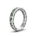 Thumbnail 120 - vintage-looking-pave-diamond-wedding-ring-for-women-with-emerald-in-18K-white-gold-FDENS3543BGEMGRANGLE1-NL-WG