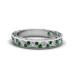 Load image into Gallery viewer, vintage-looking-pave-diamond-wedding-ring-for-women-with-emerald-in-950-Platinum-FDENS3543BGEMGR-NL-WG
