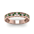 Thumbnail 66 - vintage-looking-pave-diamond-wedding-ring-for-women-with-emerald-in-rose-gold-FDENS3543BGEMGRANGLE5-NL-RG