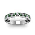 Thumbnail 24 - vintage-looking-pave-diamond-wedding-ring-for-women-with-emerald-in-white-gold-FDENS3543BGEMGRANGLE5-NL-WG