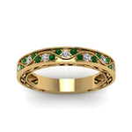 Load image into Gallery viewer, vintage-looking-pave-diamond-wedding-ring-for-women-with-emerald-in-yellow-gold-FDENS3543BGEMGRANGLE5-NL-YG
