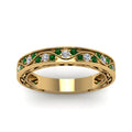 Thumbnail 94 - vintage-looking-pave-diamond-wedding-ring-for-women-with-emerald-in-yellow-gold-FDENS3543BGEMGRANGLE5-NL-YG