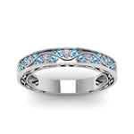 Load image into Gallery viewer, vintage-looking-pave-diamond-wedding-ring-for-women-with-ice-blue-topaz-in-white-gold-FDENS3543BGICBLTOANGLE5-NL-WG
