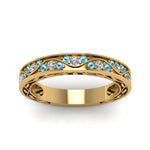 Load image into Gallery viewer, vintage-looking-pave-diamond-wedding-ring-for-women-with-ice-blue-topaz-in-yellow-gold-FDENS3543BGICBLTOANGLE5-NL-YG
