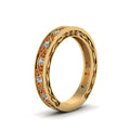 Thumbnail 158 - vintage-looking-pave-diamond-wedding-ring-for-women-with-orange-sapphire-in-18K-yellow-gold-FDENS3543BGSAORANGLE1-NL-YG
