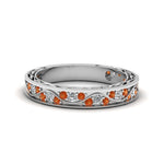 Load image into Gallery viewer, vintage-looking-pave-diamond-wedding-ring-for-women-with-orange-sapphire-in-950-Platinum-FDENS3543BGSAOR-NL-WG
