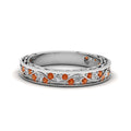 Thumbnail 178 - vintage-looking-pave-diamond-wedding-ring-for-women-with-orange-sapphire-in-950-Platinum-FDENS3543BGSAOR-NL-WG