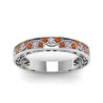 Load image into Gallery viewer, vintage-looking-pave-diamond-wedding-ring-for-women-with-orange-sapphire-in-white-gold-FDENS3543BGSAORANGLE5-NL-WG
