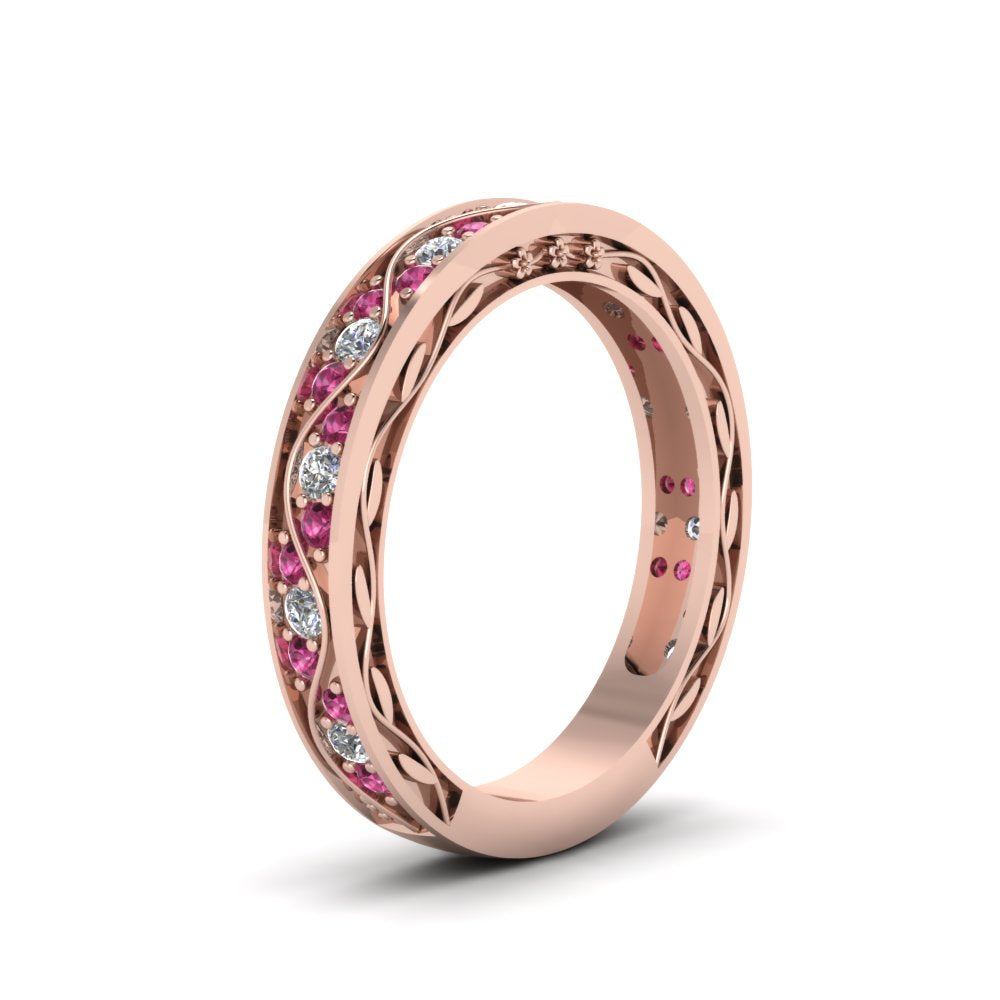 vintage-looking-pave-diamond-wedding-ring-for-women-with-pink-sapphire-in-14K-rose-gold-FDENS3543BGSADRPIANGLE1-NL-RG