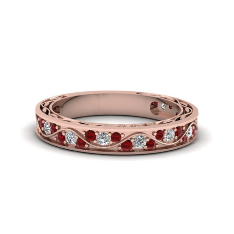 vintage-looking-pave-diamond-wedding-ring-for-women-with-ruby-in-18K-rose-gold-FDENS3543BGRUDR-NL-RG