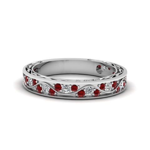 vintage-looking-pave-diamond-wedding-ring-for-women-with-ruby-in-18K-white-gold-FDENS3543BGRUDR-NL-WG