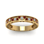 Load image into Gallery viewer, vintage-looking-pave-diamond-wedding-ring-for-women-with-ruby-in-yellow-gold-FDENS3543BGRUDRANGLE5-NL-YG
