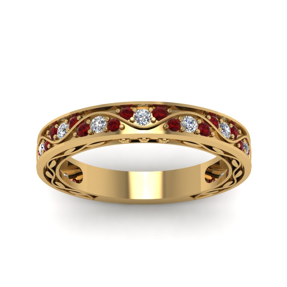 vintage-looking-pave-diamond-wedding-ring-for-women-with-ruby-in-yellow-gold-FDENS3543BGRUDRANGLE5-NL-YG