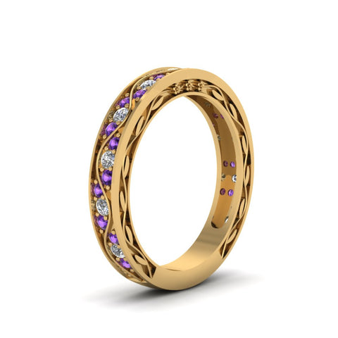 vintage-looking-pave-diamond-wedding-ring-for-women-with-violac-topaz-in-18K-yellow-gold-FDENS3543BGVITOANGLE1-NL-YG