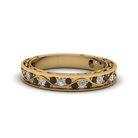 vintage-looking-pave-wedding-ring-for-women-with-black-diamond-in-14K-yellow-gold-FDENS3543BGBLACK-NL-YG