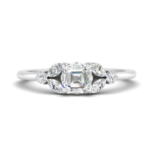 Vintage Inspired Lab Asscher Diamond Engagement Rings