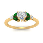 Load image into Gallery viewer, vintage-marquise-and-round-engagement-heart-ring-with-emerald-in-yellow-gold-FDENR635HTRGEMGRANGLE5-NL-YG.jpg?v=1765948021