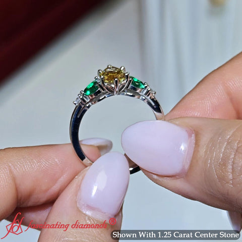 Lab Grown Yellow Diamond Marquise Cut Vintage Engagement Ring