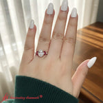 Load image into Gallery viewer, vintage-marquise-and-round-engagement-oval-ring-with-ruby-in-rose-gold-FDENR635