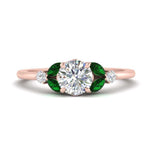 Load image into Gallery viewer, vintage-marquise-and-round-engagement-round-ring-with-emerald-in-rose-gold-FDENR635RORGEMGR-NL-RG_560ba140-f027-44bd-94db-61297725ee9a.jpg?v=1765948149