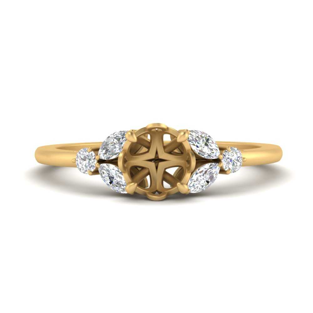 Semi Mount Vintage Marquise And Round Engagement Ring