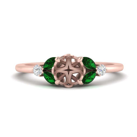 vintage-marquise-and-round-engagement-semi-mount-with-emerald-in-rose-gold-FDENR635SMRGEMGR-NL-RG