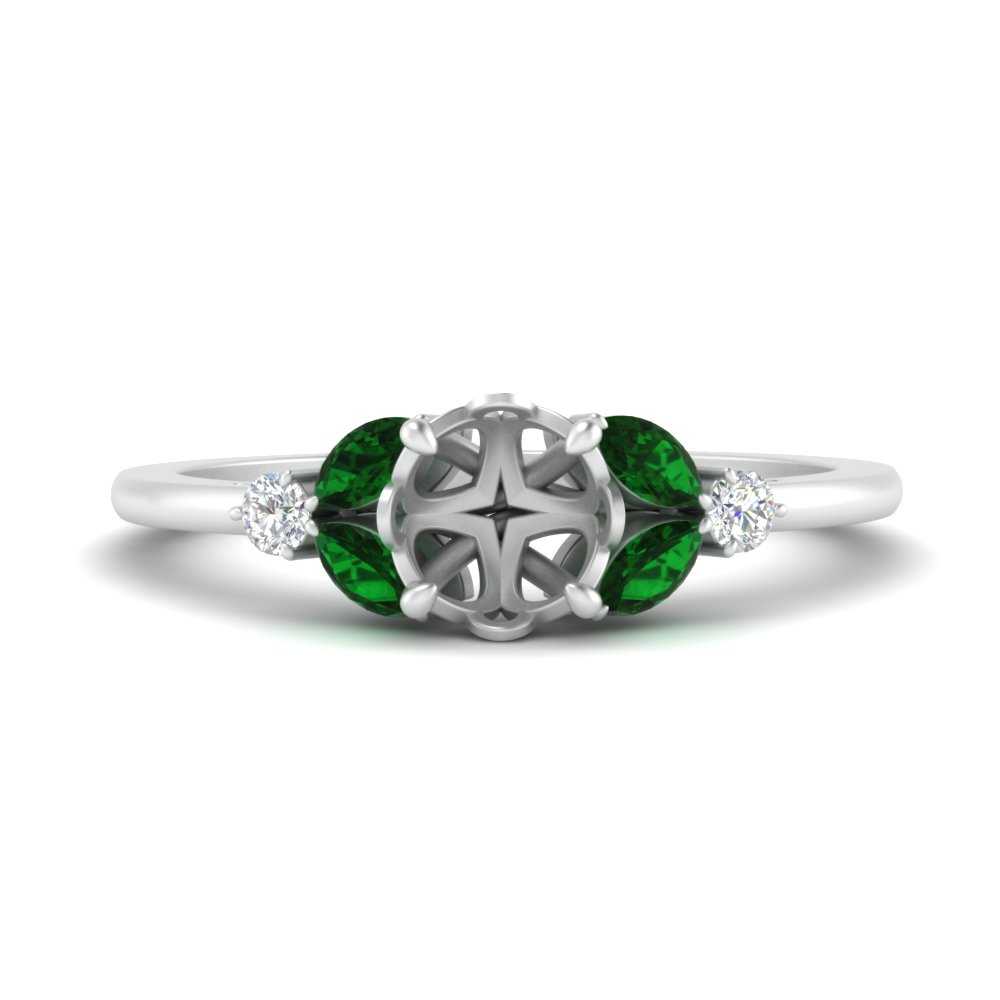 Semi Mount Vintage Marquise And Round Engagement Ring