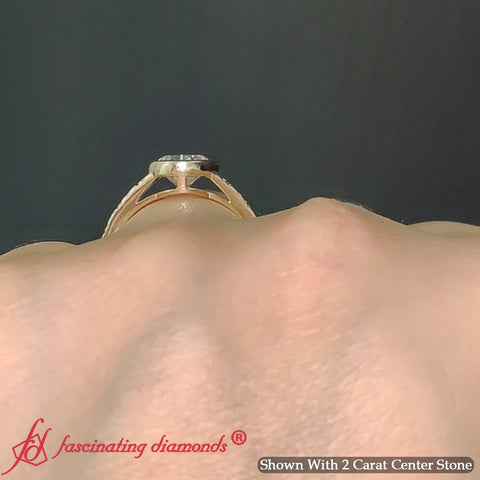 Vintage Oval Bezel Diamond Ring Geometric Shank