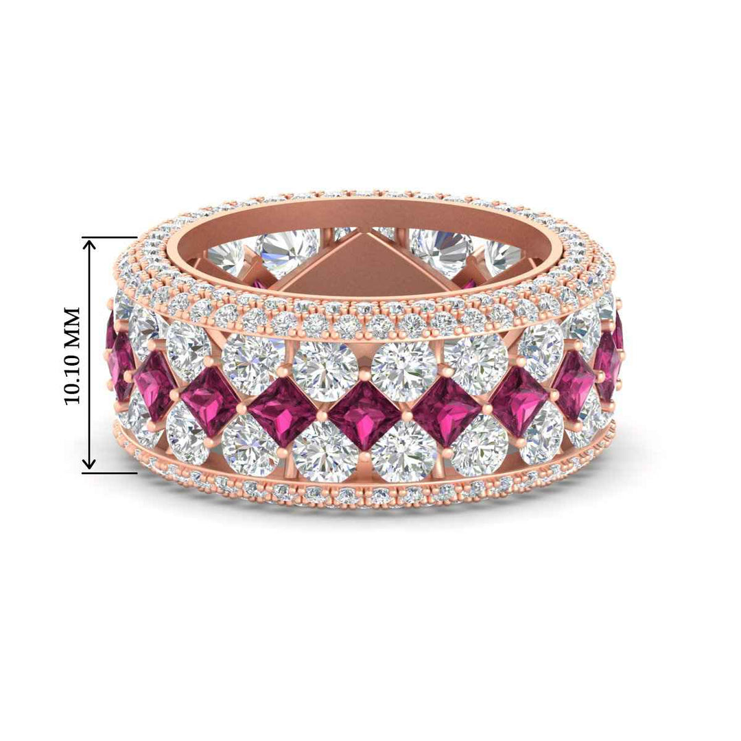 Vintage Princess And Round Anniversary Eternity Band