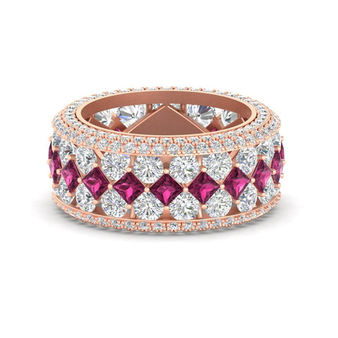 Vintage Princess And Round Anniversary Eternity Band