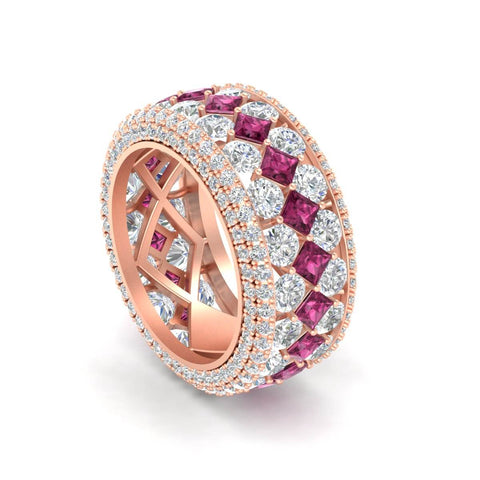 Vintage Princess And Round Anniversary Eternity Band