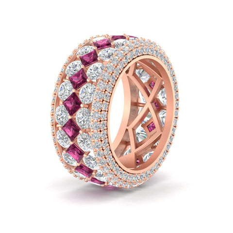 Vintage Princess And Round Anniversary Eternity Band