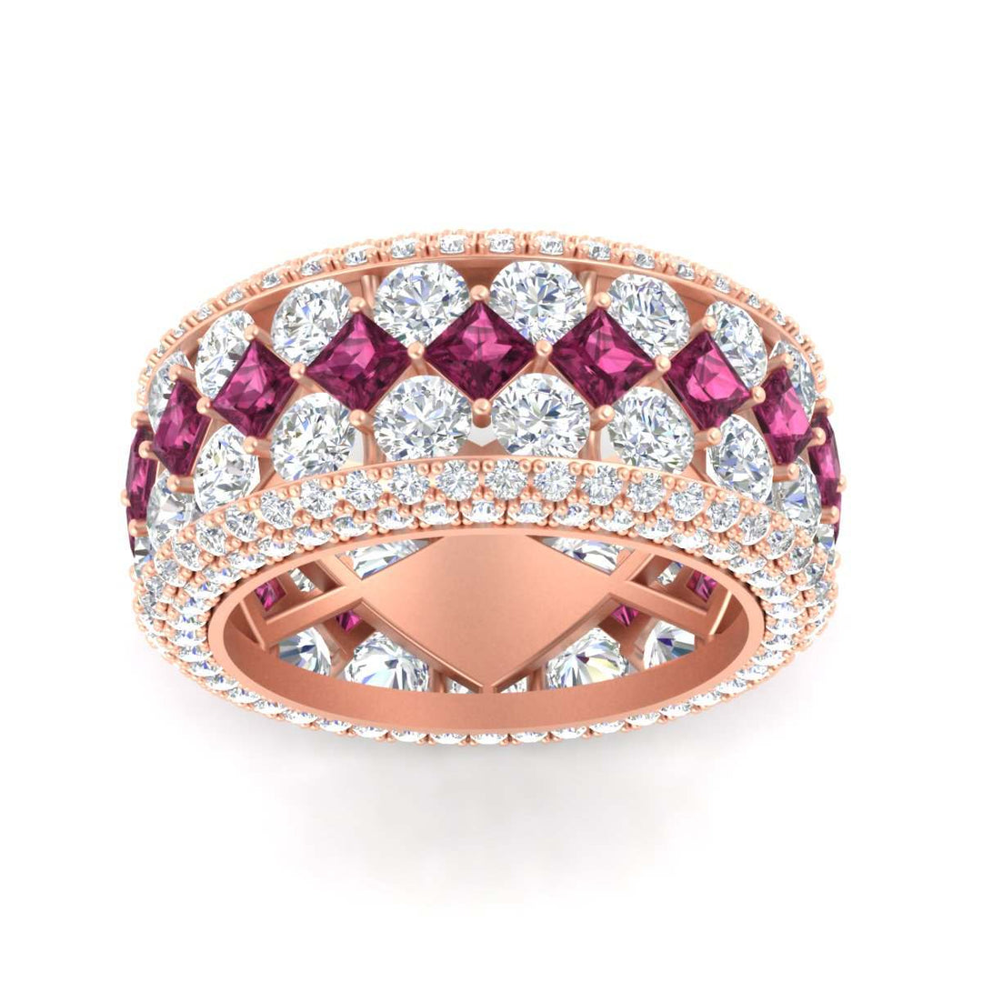 Vintage Princess And Round Anniversary Eternity Band