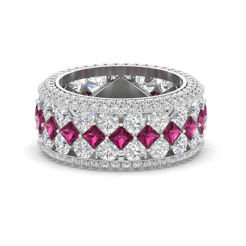 Vintage Princess And Round Anniversary Eternity Band