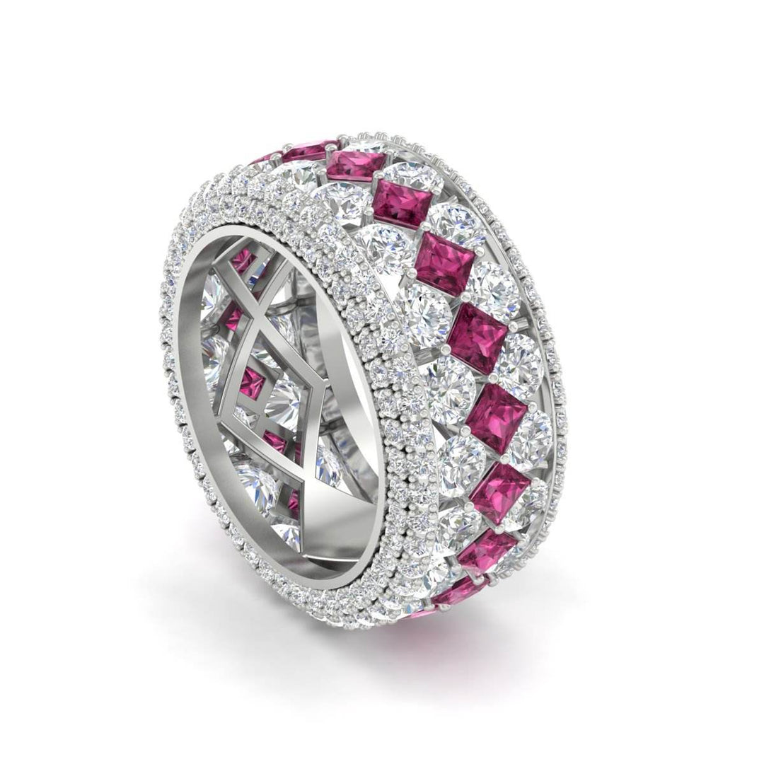 Vintage Princess And Round Anniversary Eternity Band