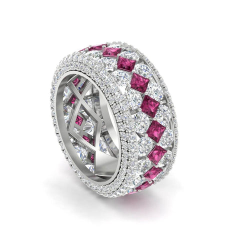 Vintage Princess And Round Anniversary Eternity Band