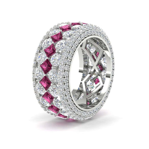 Vintage Princess And Round Anniversary Eternity Band