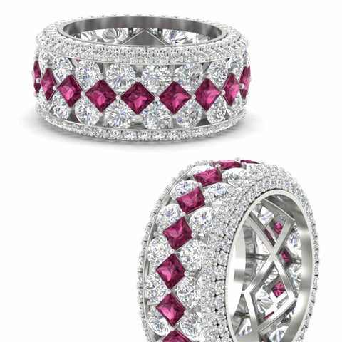 Vintage Princess And Round Anniversary Eternity Band