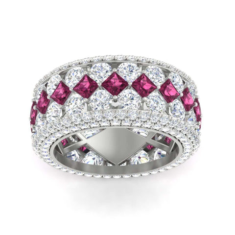 Vintage Princess And Round Anniversary Eternity Band