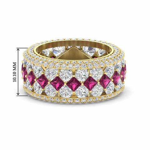 Vintage Princess And Round Anniversary Eternity Band