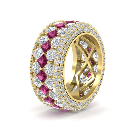 Vintage Princess And Round Anniversary Eternity Band
