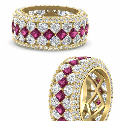 Vintage Princess And Round Anniversary Eternity Band