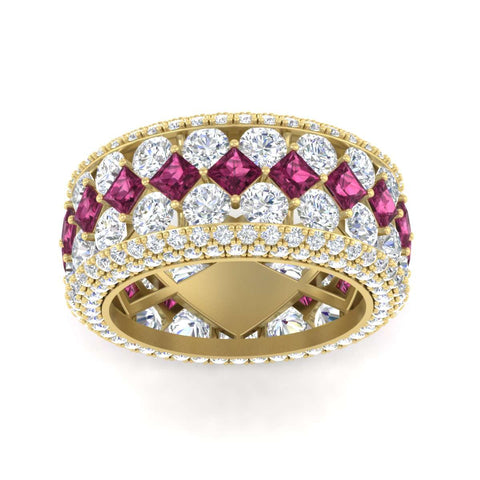 Vintage Princess And Round Anniversary Eternity Band