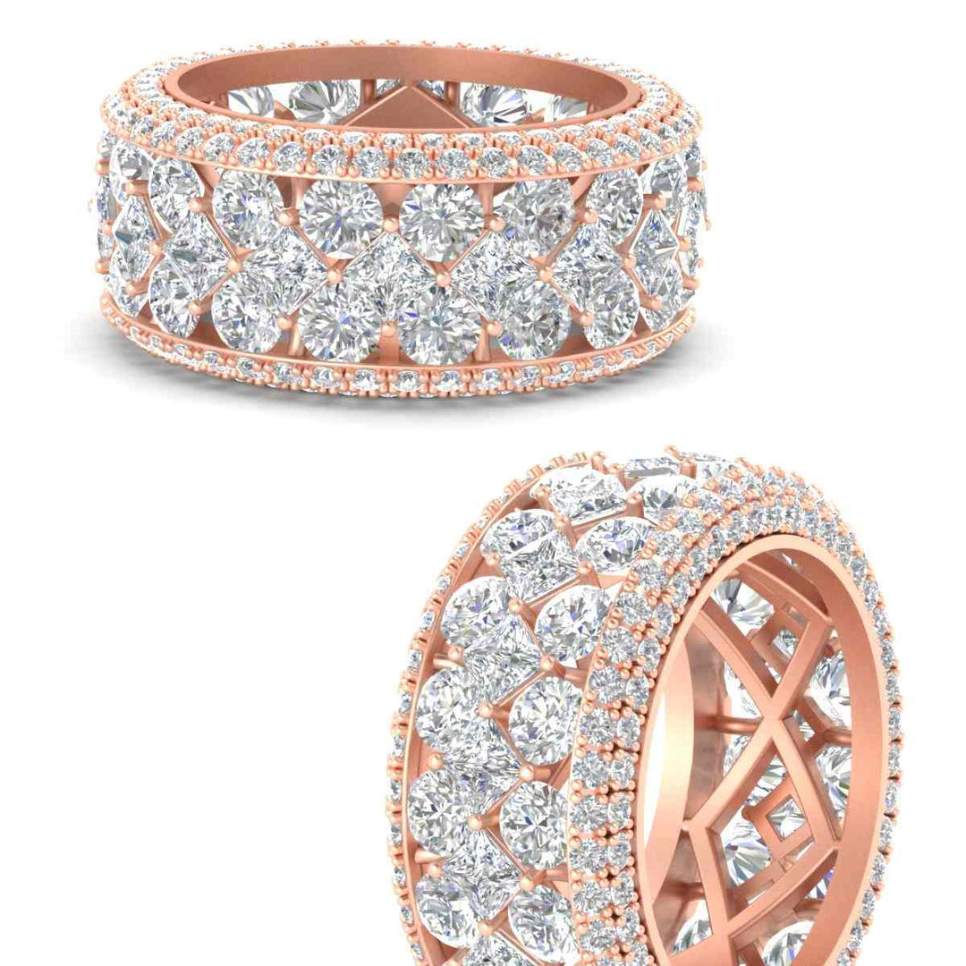 Vintage Princess And Round Anniversary Eternity Band