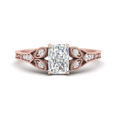 Radiant Cut Floral Lab Grown Diamond Engagement Ring