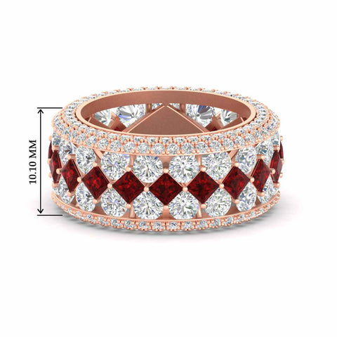 Vintage Princess And Round Anniversary Eternity Band