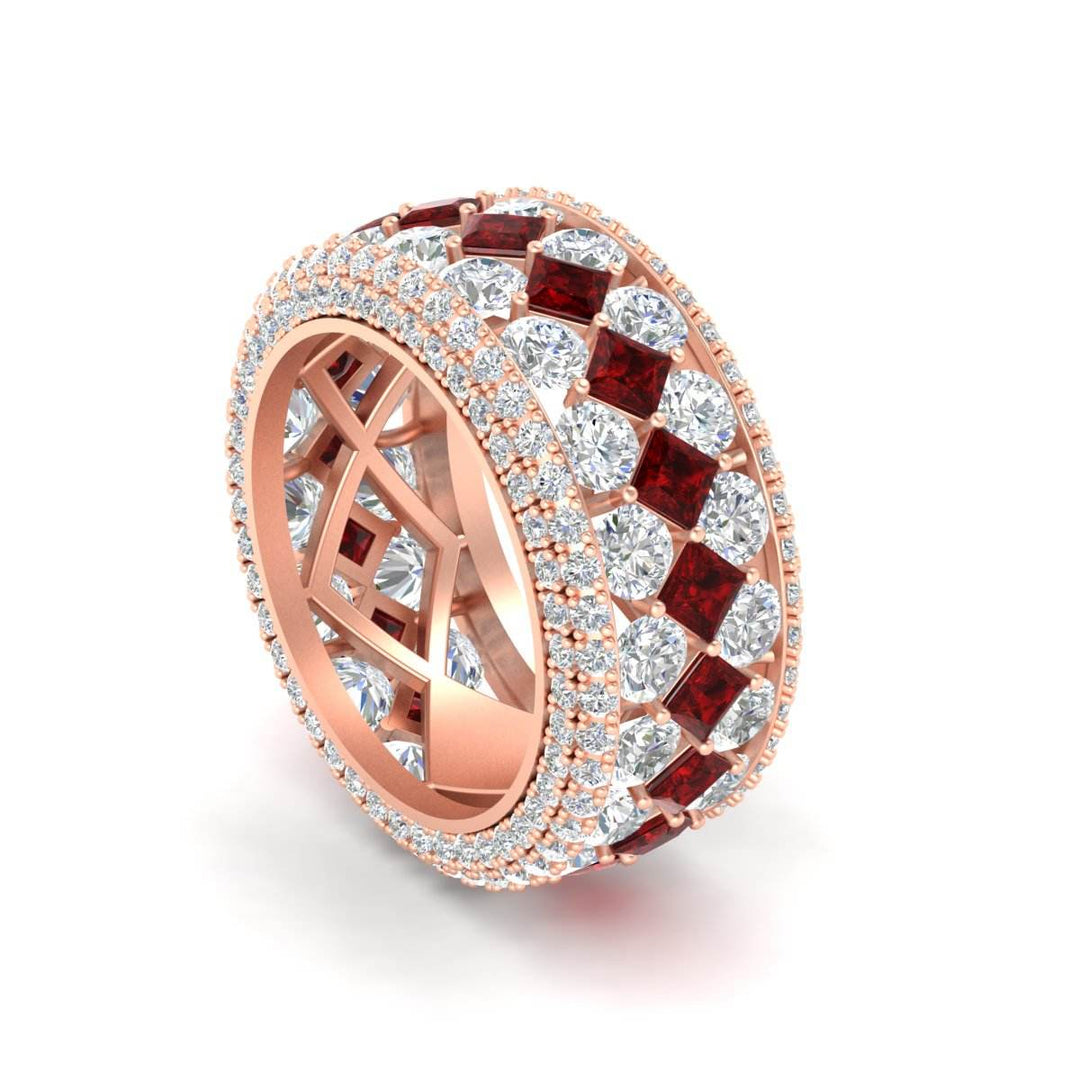 Vintage Princess And Round Anniversary Eternity Band