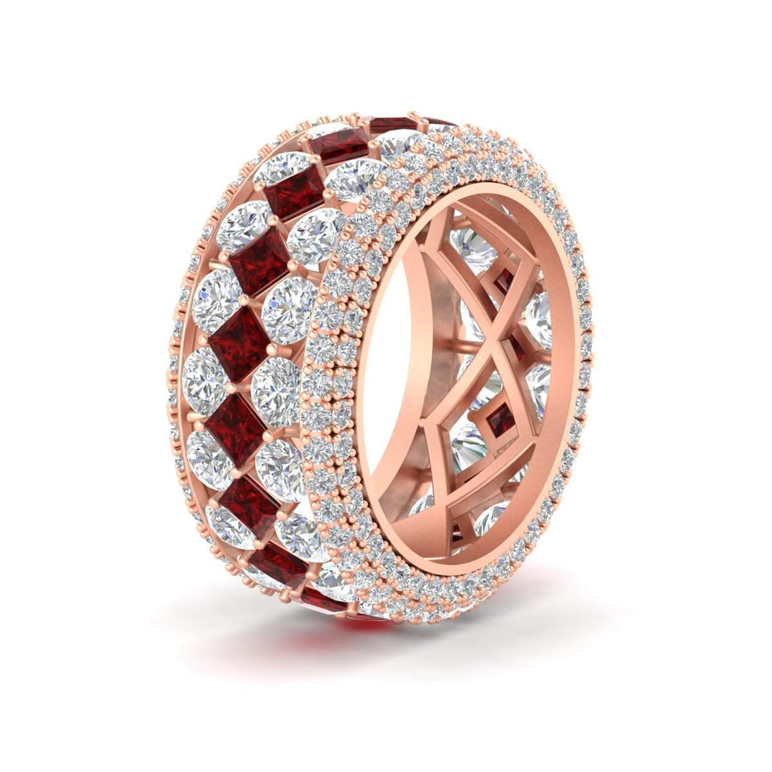 Vintage Princess And Round Anniversary Eternity Band